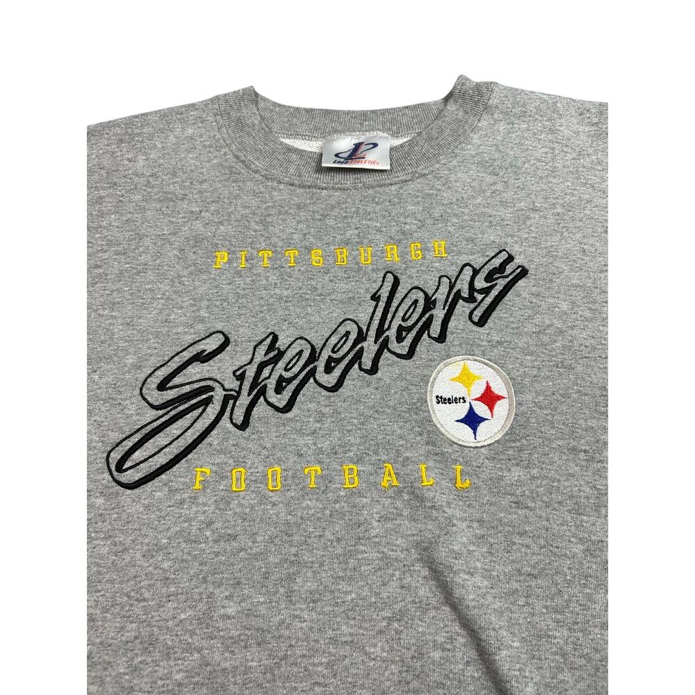 Vintage Logo Athletic Steelers Sweatshirt Mens Medium Grey NFL Splash 90s Pitt